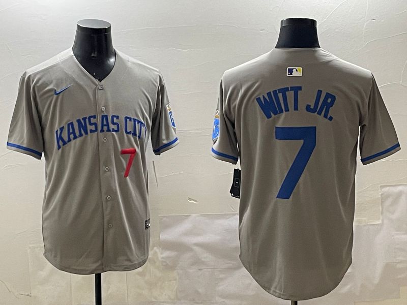 Men Kansas City Royals #7 Witt jr Grey Game 2025 Nike MLB Jersey style 3162->kansas city royals->MLB Jersey